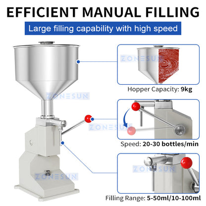 ZONESUN ZS-A03S Manual Paste Filling Machine