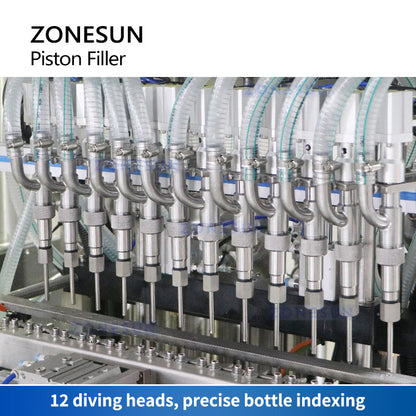 ZONESUN ZS-YT12T-12PX Máquina de llenado de pasta con servomotor de 12 boquillas con bomba de alimentación