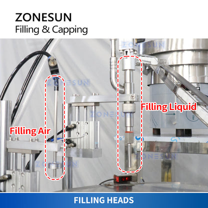 ZONESUN ZS-AFC12D Tappatrice di riempimento di liquidi con pompa a pistone con beccuccio automatico 