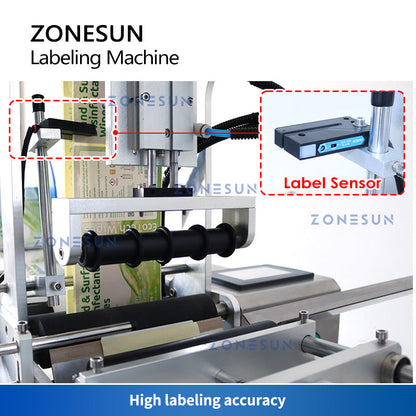 ZONESUN ZS-TB101 Etichettatrice per bottiglie rotonde a scorrimento singolo/doppio lato con scivolo di scarico 