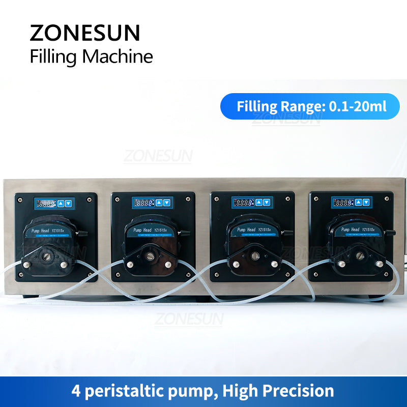 ZONESUN ZS-XYZ4A Máquina de llenado de líquidos de pequeño volumen con bomba peristáltica de 4 boquillas 