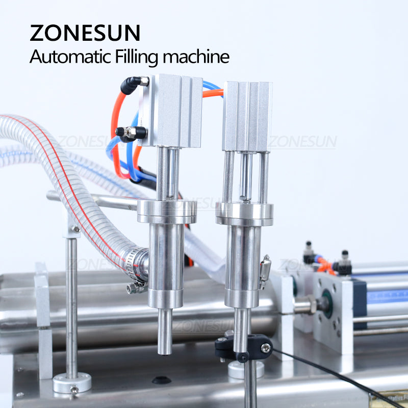 ZONESUN ZS-DTYT2L Pneumatic 2 Nozzles Piston Liquid Filling Machine With Conveyor Belt