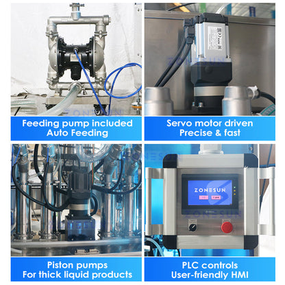 ZONESUN ZS-FAL180B2 Automatic Pilfer Proof Piston Pump Liquid Filling Capping Production Line