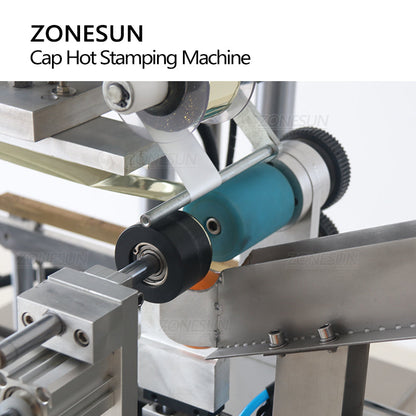 ZONESUN ZS-819R2A Pneumatic Bottle Cap Hot Stamping Machine with Cap Feeder