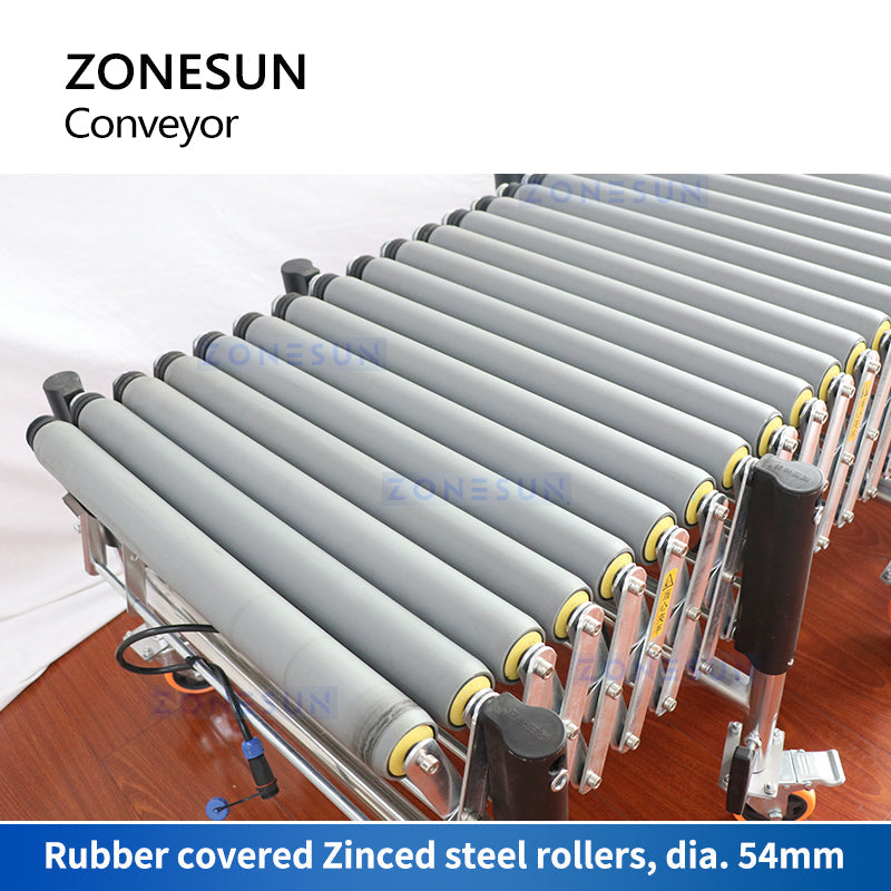 ZONESUN ZS-FCR600 Rubber Covered Flexible Extendable Roller Conveyor V Belt