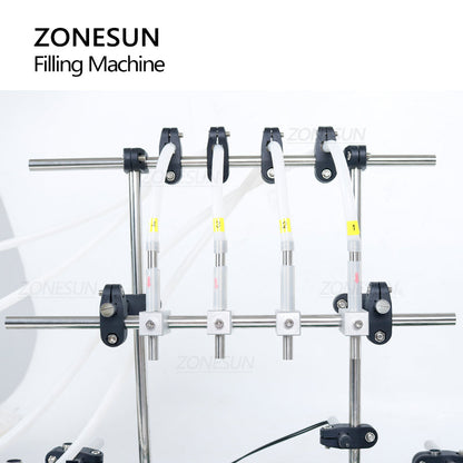 ZONESUN ZS-DTDP4G Automatic 4 Nozzles Diaphragm Pump Liquid Filling Machine With Conveyor