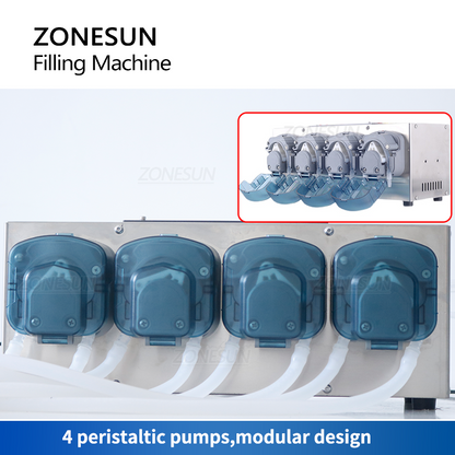 ZONESUN ZS-DTPP100C4 Small Automatic 4 Nozzles Peristaltic Pump Liquid Filling Machine