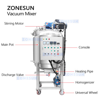 ZONESUN ZS-VM500 Miscelatrice per riscaldamento sotto vuoto 