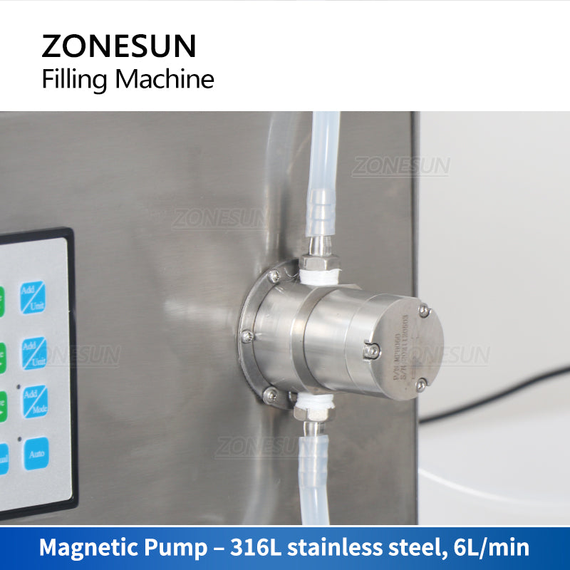 ZONESUN ZS-DTMP1D Single Diving Nozzle Magnetic Pump Liquid Filling Machine With Conveyor