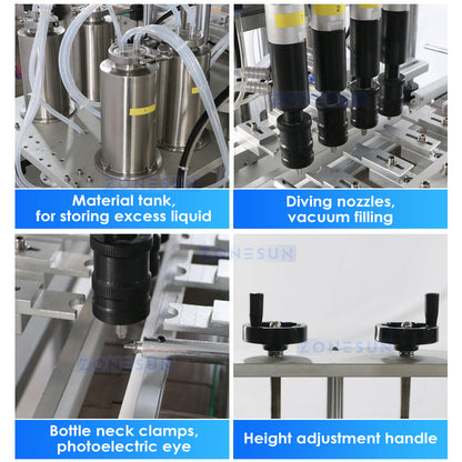 ZONESUN ZS-FAL180X Automatic Perfume Bottle Liquid Vacuum Filling Capping Machine