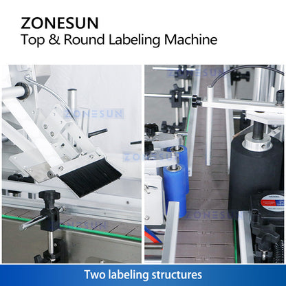 ZONESUN ZS-TB822P Automatic Top & Round Bottle Labeling Machine