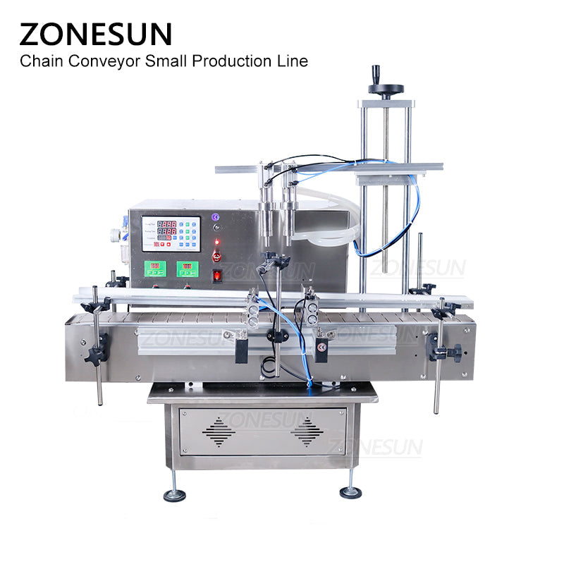 ZONESUN Small Automatic Pneumatic Filling Capping And Flat Labeling  Production Line