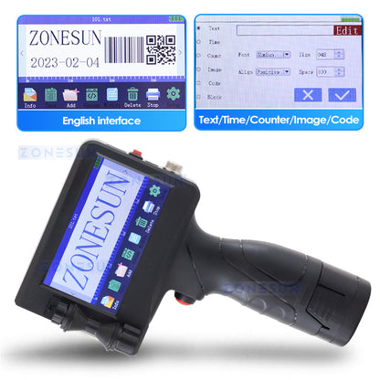 Máquina codificadora de impresora de inyección de tinta portátil ZONESUN ZS-HIP127