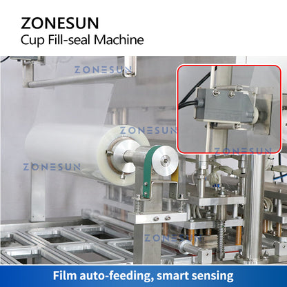 ZONESUN ZS-AFS01 Automatic 2 Nozzles Piston Pump Liquid Heating Filling Cup Sealing Machine