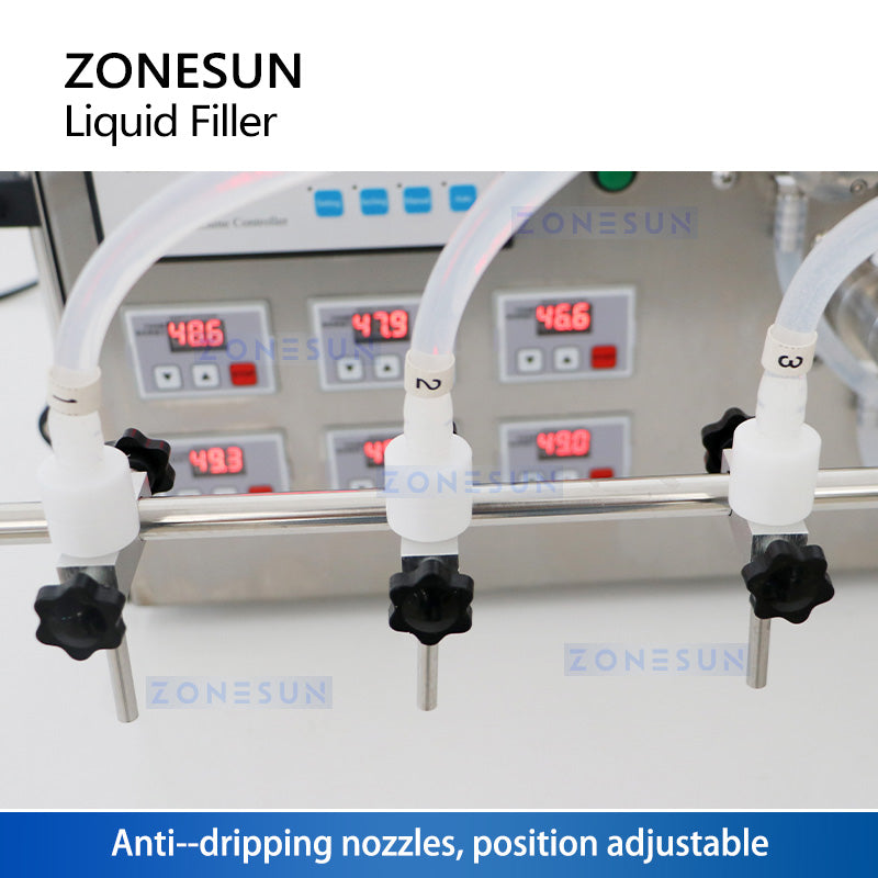 ZONESUN ZS-MP5000 Máquina de llenado de líquidos con bomba magnética semiautomática de 6 boquillas