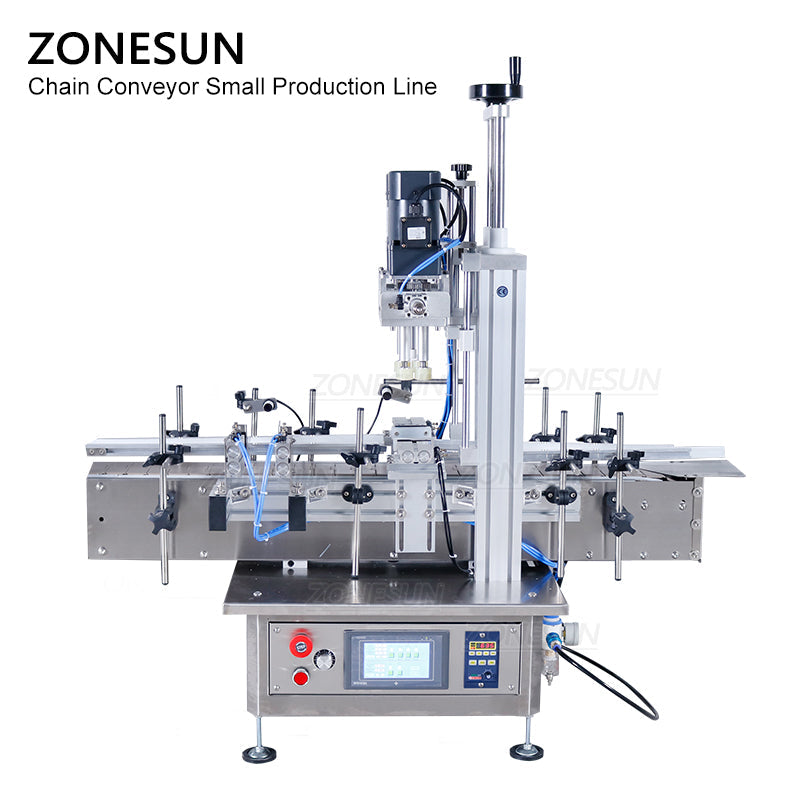 ZONESUN Small Automatic Pneumatic Filling Capping And Flat Labeling  Production Line