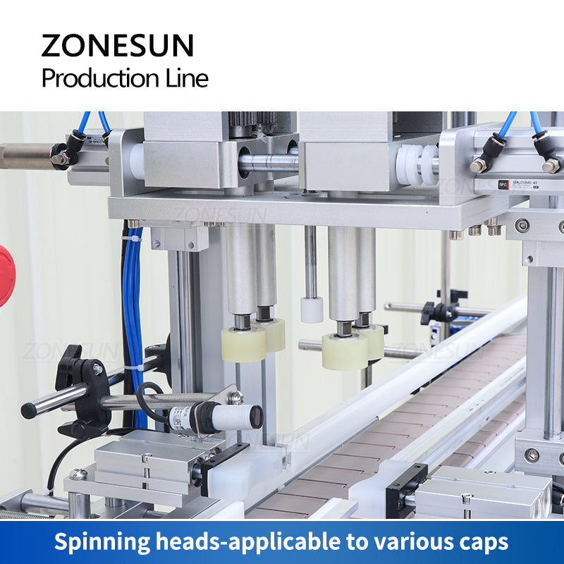 ZONESUN Servo Motor Rotor Pump Paste Filling Screw Capping Round Bottle Labeling Production Line