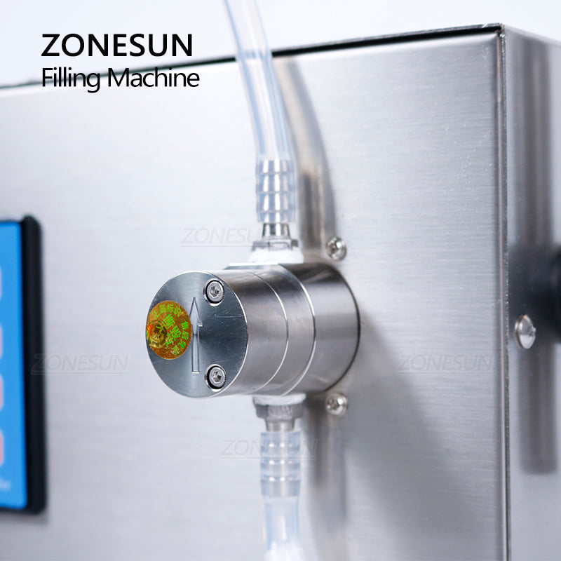 ZONESUN ZS-DTMP1S Single Nozzle Stainless Steel Magnetic Pump Liquid Filling Machine With Conveyor