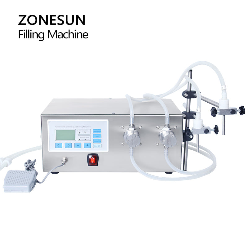 ZONESUN ZS-MPZ2 Máquina de llenado de líquidos con bomba magnética semiautomática de 2 boquillas 