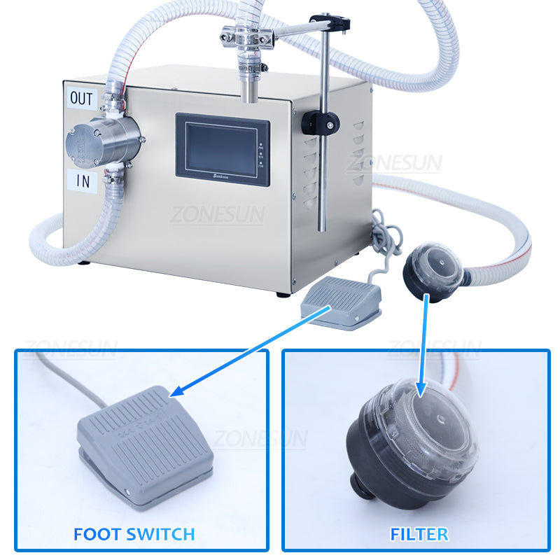 ZONESUN ZS-G25A Semi-automatic High Flow Rate Magnetic Pump Corrosive  Liquid Filling Machine