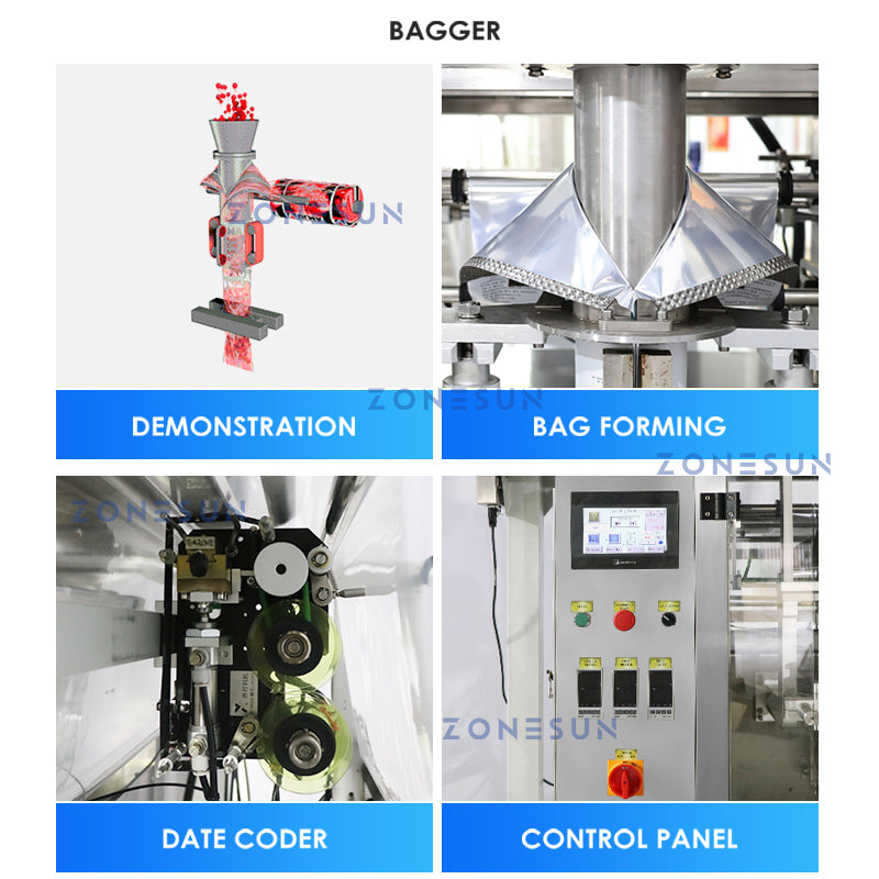 ZONESUN ZS-GW10 Automatic Granule Feeding Weighing Filling Sealing Machine With Metal Detector