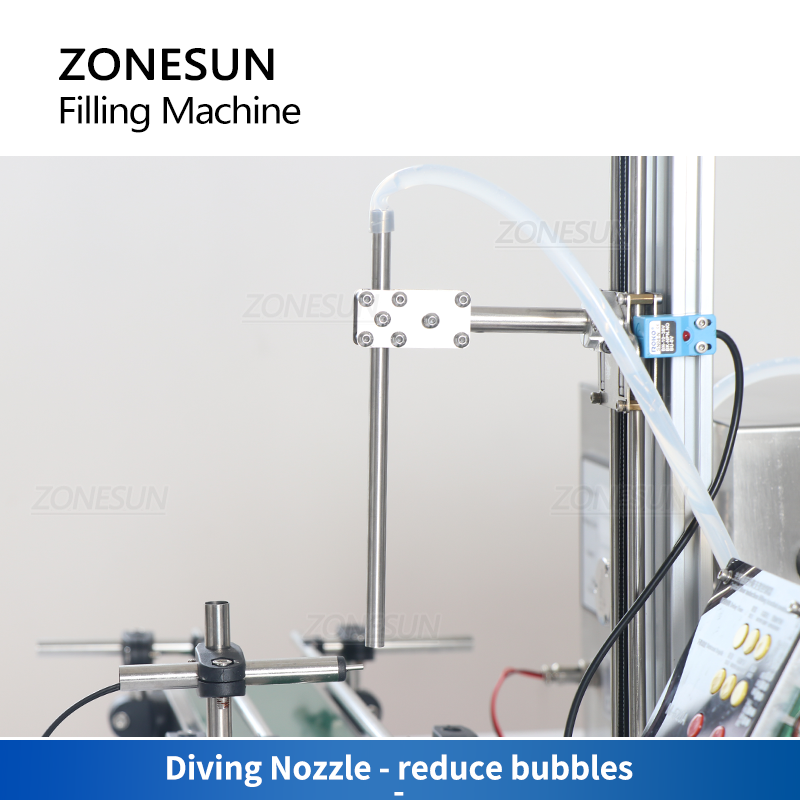 ZONESUN ZS-DTMP1D Single Diving Nozzle Magnetic Pump Liquid Filling Machine With Conveyor