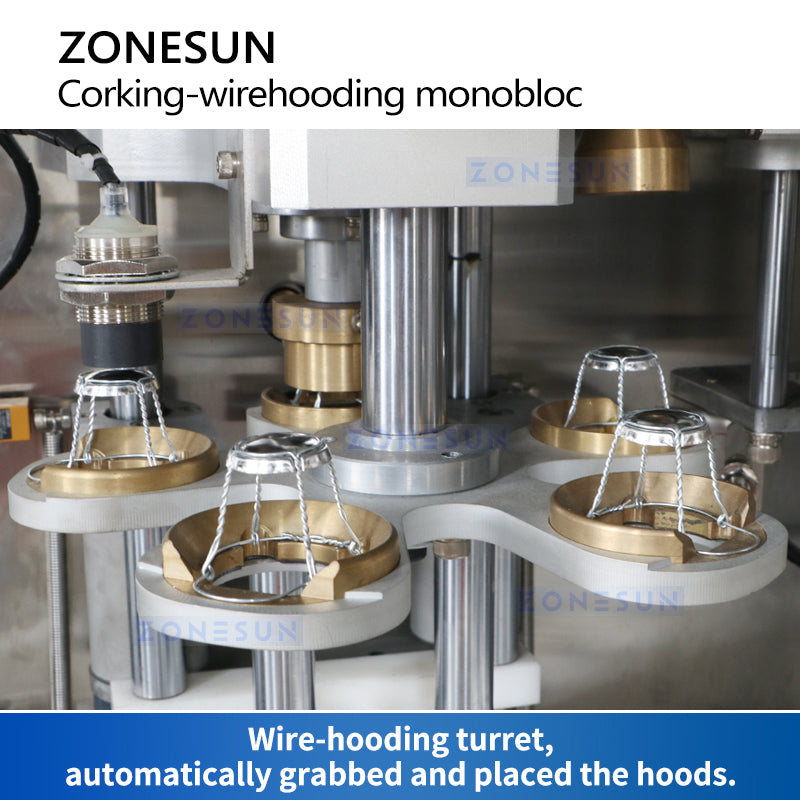 ZONESUN ZS-YG17 Automatic Wine Bottle Corking Wire Hooding Machine