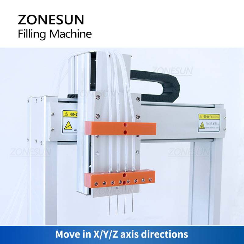 ZONESUN ZS-XYZ4A Máquina de llenado de líquidos de pequeño volumen con bomba peristáltica de 4 boquillas 