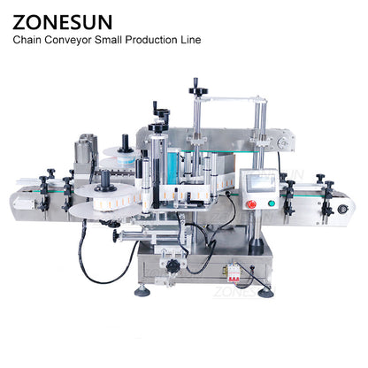 ZONESUN Small Automatic Pneumatic Filling Capping And Flat Labeling  Production Line