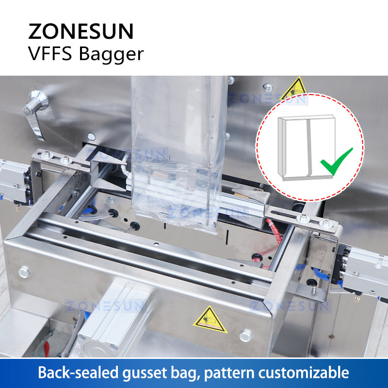 ZONESUN ZS-FS02 Máquina automática de sellado de llenado de bolsas de gránulos de bolsa pequeña de tres cabezales completamente automática