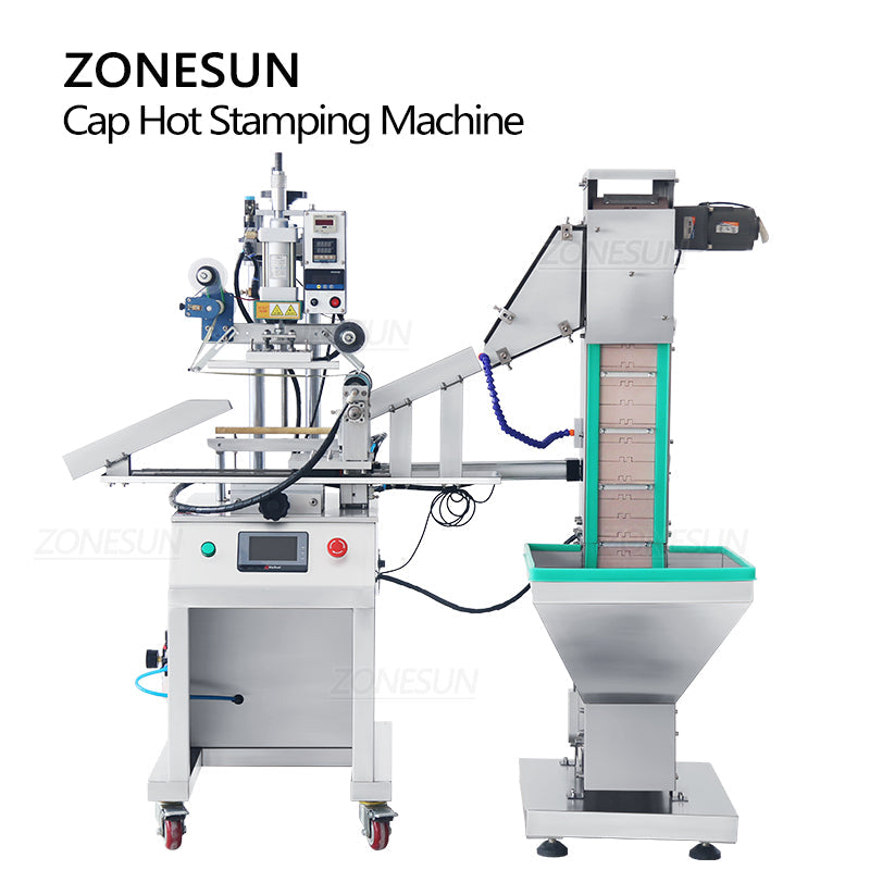 ZONESUN ZS-819R2A Pneumatic Bottle Cap Hot Stamping Machine with Cap Feeder