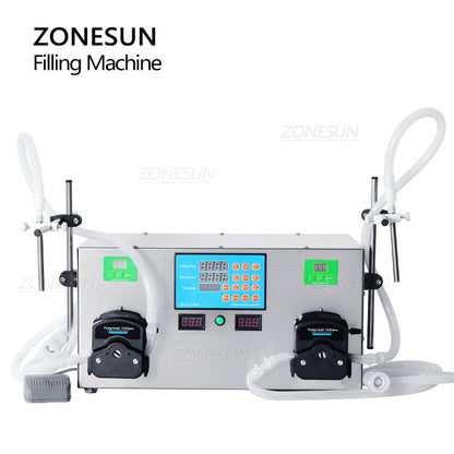 ZONESUN Semi-automatic 2 Nozzles Peristaltic Pump Liquid Filling Machine