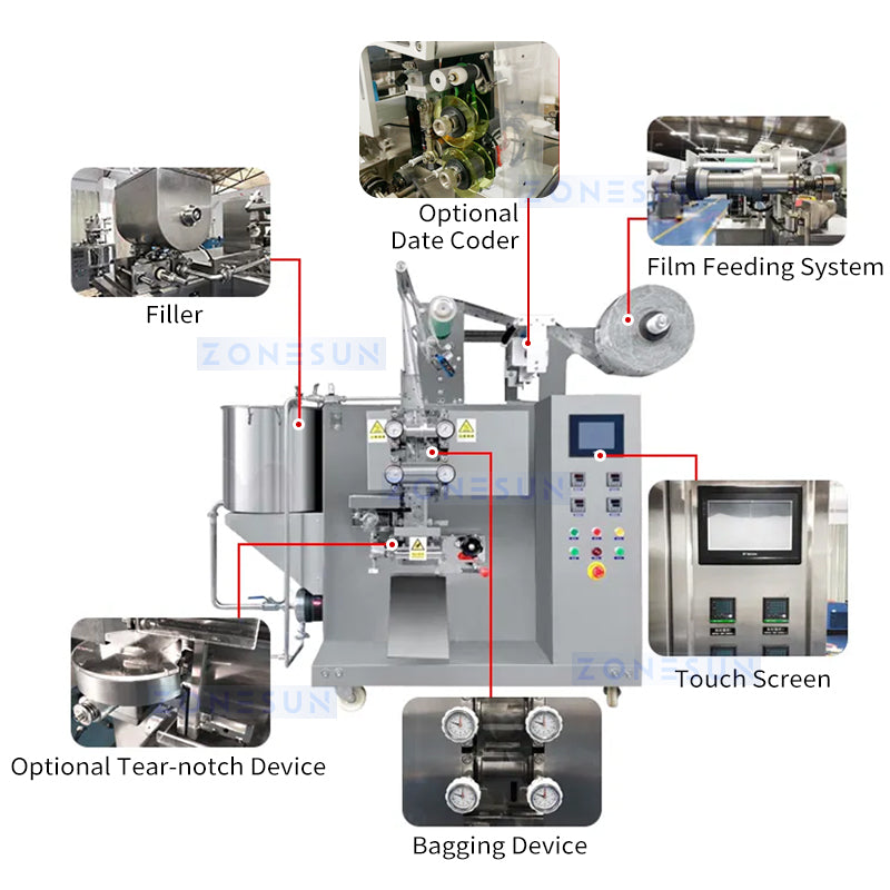 ZONESUN ZS-LX120 Automatic Paste Pouch Bag Filling Sealing Machine