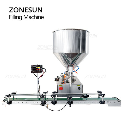 Zonesun ZS-DTGT1P Pneumatic Paste&Viscous Liquid Filling Machine with Conveyor