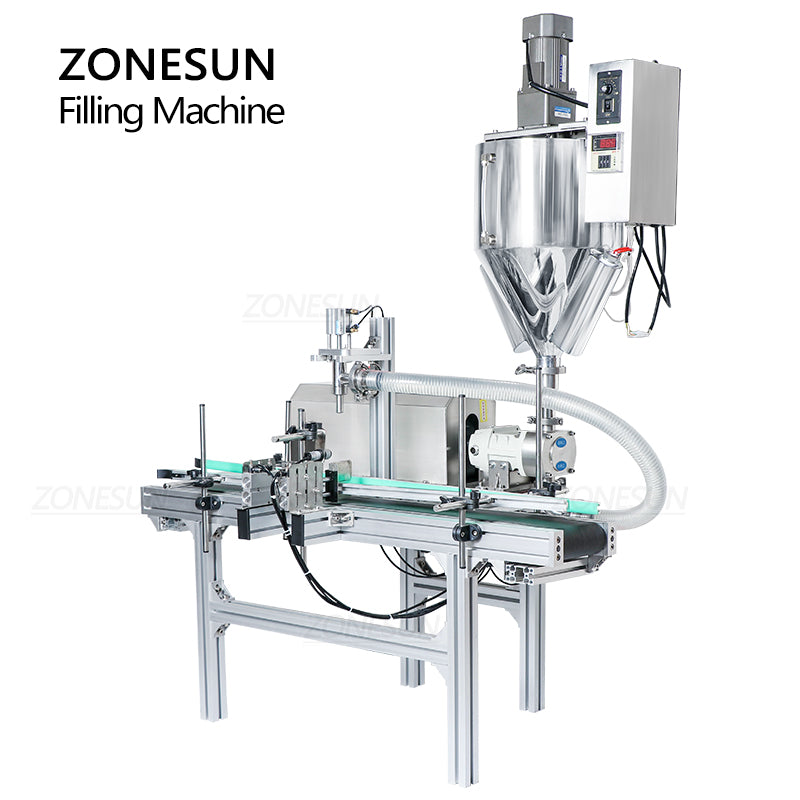 ZONESUN ZS-DTGT900M Automatic Rotor Pump Paste Liquid Filling Machine With Mixer Heater