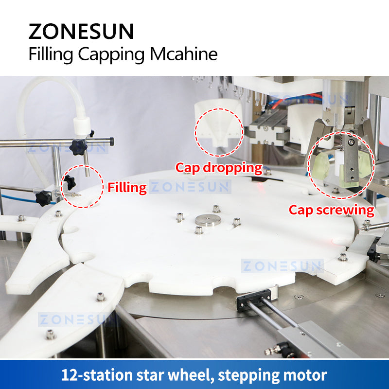 ZONESUN ZS-AFC7A Magnetic Pump Liquid Filling Capping Machine With Cap Feeder