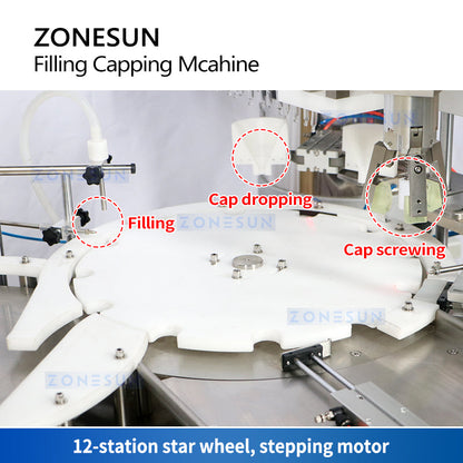 ZONESUN ZS-AFC7A Magnetic Pump Liquid Filling Capping Machine With Cap Feeder