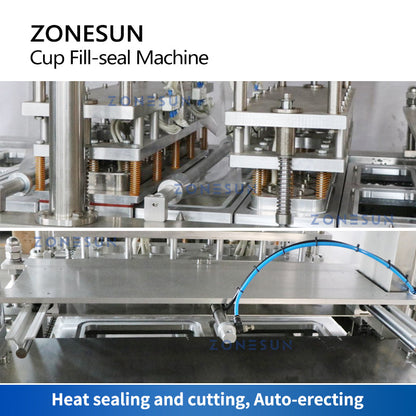 ZONESUN ZS-AFS01 Automatic 2 Nozzles Piston Pump Liquid Heating Filling Cup Sealing Machine