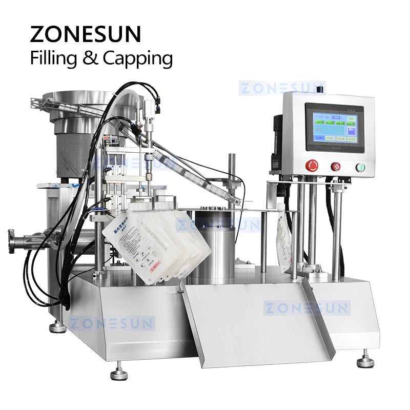 ZONESUN ZS-AFC12D Automatic Spout Pouch Piston Pump Liquid Filling Capping Machine