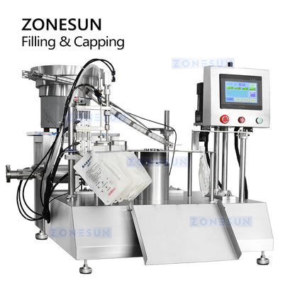 ZONESUN ZS-AFC12D Tappatrice di riempimento di liquidi con pompa a pistone con beccuccio automatico 