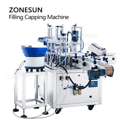 ZONESUN ZS-AFC11 Automatic Roll-on Bottles Magnetic Pump Liquid Filling Capping Machine With Cap Feeder