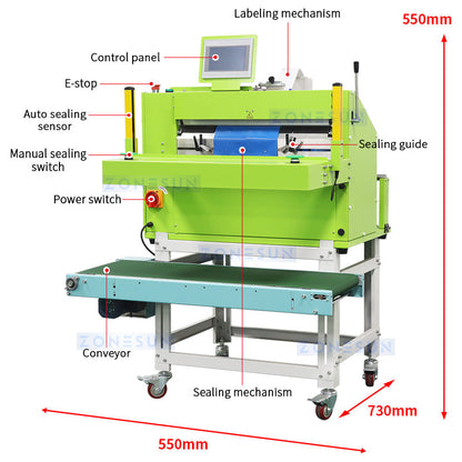 ZONESUN ZS-TB103 Automatic Courier Bag Labeling Sealing Machine