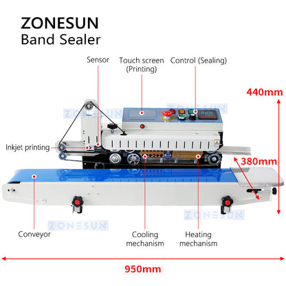 ZONESUN ZS-FR1800P Automatic Bag Sealing Machine with Date Coder