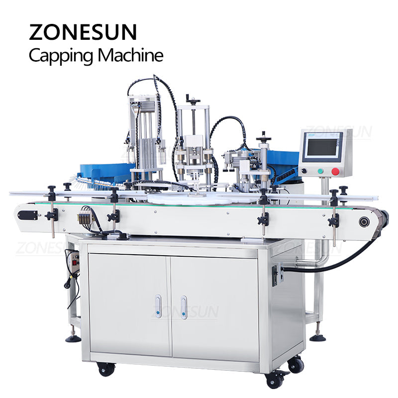 ZONESUN ZS-AFC8 Rotate Spray Head Round Bottle Capping Machine with Cap Feeder