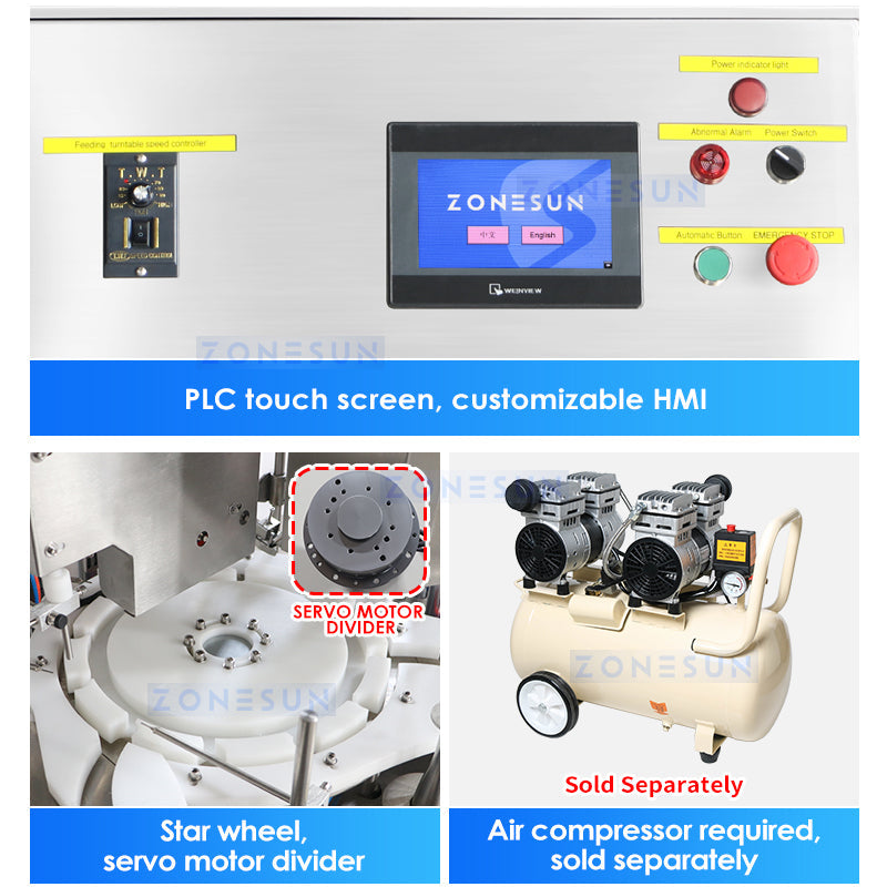 Tappatrice per riempimento di liquidi con pompa peristaltica automatica per fiale ZONESUN ZS-AFC20 