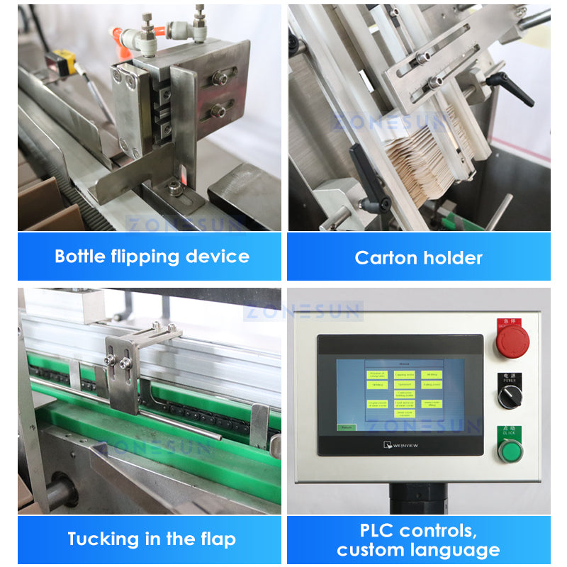 ZONESUN ZS-FAL180B1 Linea di produzione automatica di imballaggi in cartone per etichettatura e tappatura di riempimento di liquidi 