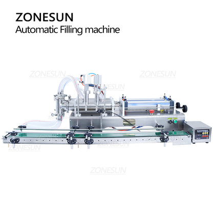 ZONESUN ZS-DTYT2L Pneumatic 2 Nozzles Piston Liquid Filling Machine With Conveyor Belt