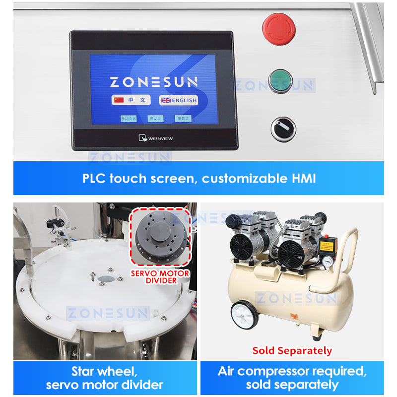 Tappatrice di riempimento di liquidi per l'alimentazione di bottiglie di profumo rotativa ZONESUN ZS-AFC7C 