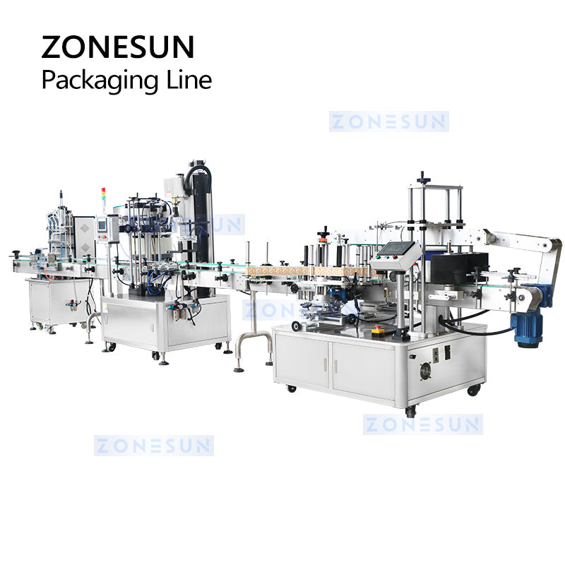 ZONESUN ZS-MPCL1 Linea di produzione di etichettatura di tappatura di riempimento di liquidi con pompa magnetica per bottiglia con grilletto automatico 