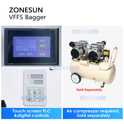 ZONESUN ZS-FS02 Máquina automática de sellado de llenado de bolsas de gránulos de bolsa pequeña de tres cabezales completamente automática